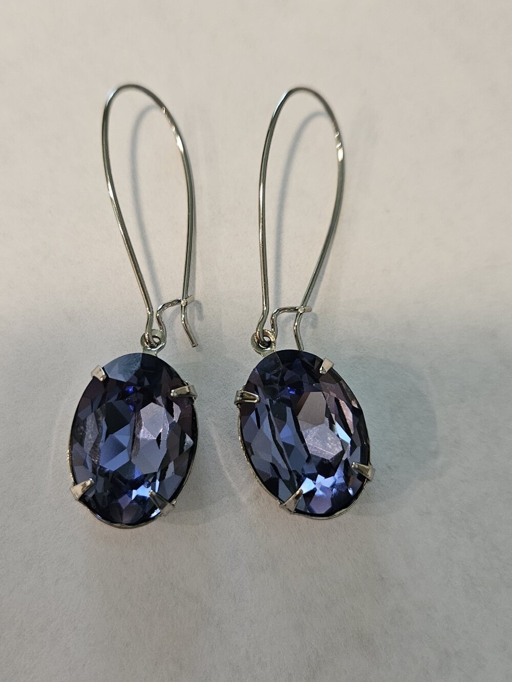 Tanzanite Drop Dangle Earrings Faux Imitation Blue Purple Crystal Glass CZ